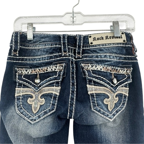 Rock Revival Jen Boot Cut Bling Butt Jeans Size 26 - Picture 1 of 9